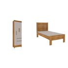 Quarto Completo Guarda Roupa 3 Portas E Cama Solteiro Oregon