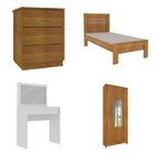 Quarto Completo Guarda Roupa 4 Portas Cama Mesa De Cabeceira