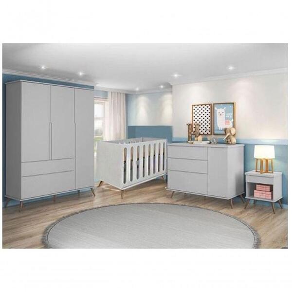 Quarto Completo Infantil Retrô Melinda Guarda Roupa, Cômoda