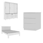 Quarto Completo Roupeiro 3 Portas, Cama Casal E Mesa De Cabec