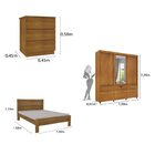 Quarto Completo Roupeiro 3 Portas, Cama Casal E Mesa De Cabec