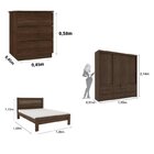 Quarto Completo Roupeiro 3 Portas Cama Casal E Mesa De Cabece