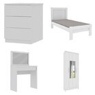 Quarto Completo Roupeiro 4 Portas Cama Mesa De Cabeceira E Pe