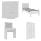 Quarto Completo Roupeiro 4 Portas, Cama, Mesa De Cabeceira, P