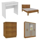 Quarto Completo Roupeiro 6 Portas, Cama Solteiro E Mesa De Ca