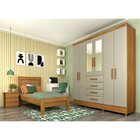 Quarto Completo Roupeiro 6 Portas, Cama Solteiro E Mesa De Ca