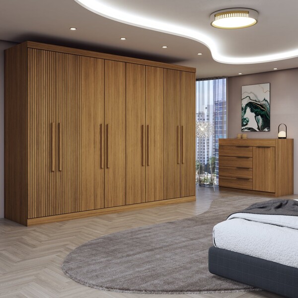 Quarto Completo Soberano 9 Portas 9 Gavetas Com Vidro Atacama