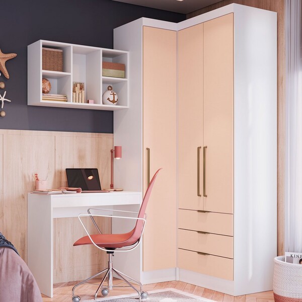 Quarto Completo Solteiro Com Escrivaninha Infinity 3 Portas 4