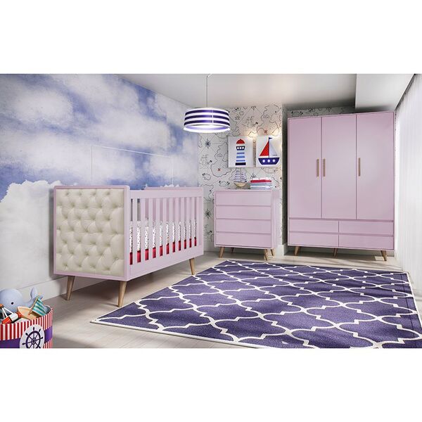 Quarto De Bebê 03 Portas Lorena Carolina Baby - Rosa Fosco