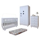 Quarto De Bebê 100% Mdf Berço Minicama Com Colchão, Cômoda E