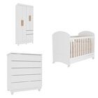 Quarto De Bebê 1 Berço 1 Cômoda 1 Guarda Roupa Delicato Tcil