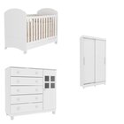 Quarto De Bebê 1 Berço 1 Cômoda 5 Gavetas 1 Guarda Roupa Deli