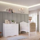 Quarto De Bebê 2 Peças Com Berço Capitonê Cômoda 4 Gavetas Aq