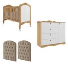 Quarto De Bebê 2 Peças Com Berço Capitonê Cômoda 4 Gavetas Aq