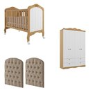 Quarto De Bebê 2 Peças Com Berço Capitonê E Guarda-roupa 4 Po