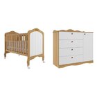 Quarto De Bebê 2 Peças Com Berço Cômoda 4 Gavetas Espresso Mó
