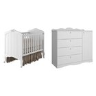 Quarto De Bebê 2 Peças Com Berço Cômoda 4 Gavetas Espresso Mó