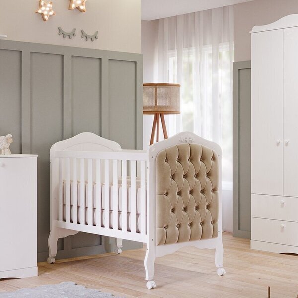 Quarto De Bebê 2 Peças Com Berço E Capitonê Espresso Móveis B