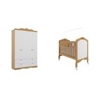 Quarto De Bebê 2 Peças Com Berço E Guarda-roupa 4 Portas 4 Ga