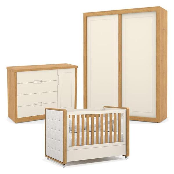 Quarto De Bebe 2 Portas Tutto New Freijó Off White Com Capito