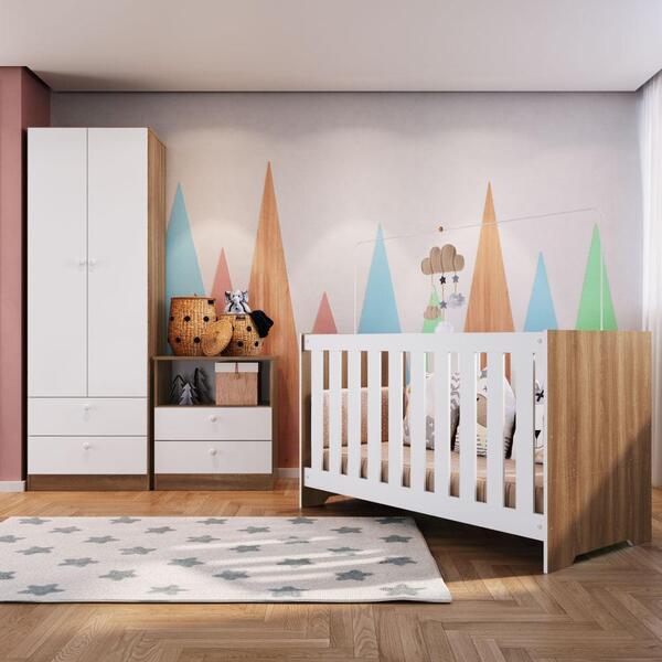Quarto De Bebê Aconchego Completo Ii Com Colchão - Branco/no