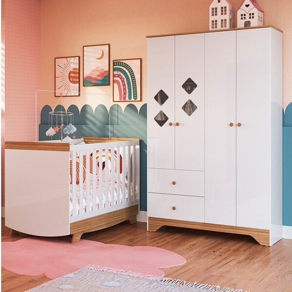 Quarto De Bebê Berço Americano E Guarda Roupa Com Janelas Los