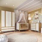 Quarto De Bebê Berço Arredondado 3 Em 1 Guarda-roupa 4 Portas