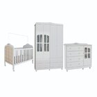 Quarto De Bebê Berço Com Capitonê Guarda Roupa E Cômoda Com J