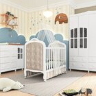 Quarto De Bebê Berço Com Capitonê Guarda Roupa E Cômoda Com J