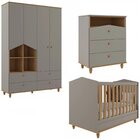 Quarto De Bebê Berço Cômoda 3 Gavetas Guarda Roupa 4 Portas 4