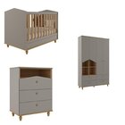 Quarto De Bebê Berço E Cômoda 3 Gavetas E Guarda-roupa 4 Port