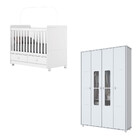 Quarto De Bebê Berço Mini Cama 2 Gavetas E Guarda Roupa 4 Por