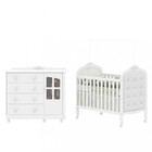Quarto De Bebê Berço Mini Cama Com Capitonê Mdf Cômoda Elô Ne