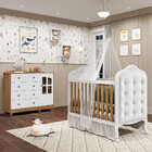 Quarto De Bebê Berço Mini Cama Com Capitonê Mdf Cômoda Elô Ne