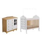 Quarto De Bebê Berço Mini Cama Com Capitonê Mdf Cômoda Elô Ne