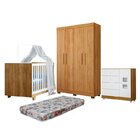 Quarto De Bebê Berço Mini Cama Com Colchão, Cômoda 1 Porta 4