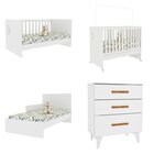 Quarto De Bebê Berço Mini Cama E Cômoda 3 Gavetas Aconchego E