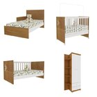 Quarto De Bebê Berço Mini Cama Guarda Roupa 2 Portas Com Pés