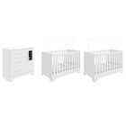 Quarto De Bebê Com 2 Berço Mini Cama Cômoda 1 Portas 3 Gaveta