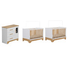 Quarto De Bebê Com 2 Berço Mini Cama Cômoda 1 Portas 3 Gaveta