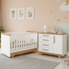 Quarto De Bebê Com Berço 2 Em 1 E Cômoda 100% Mdf Kakau Retrô