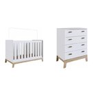 Quarto De Bebê Com Berço 3 Em 1 86x136,6x78cm E Cômoda 4 Gave