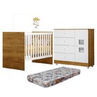 Quarto De Bebê Com Berço Com Colchão Life 100% Mdf E Cômoda D