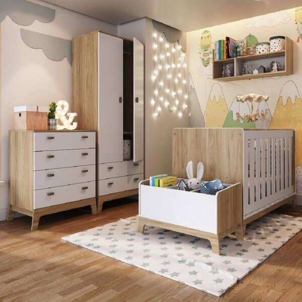 Quarto De Bebê Com Berço Cômoda Guarda Roupas Nicho E Caixa O