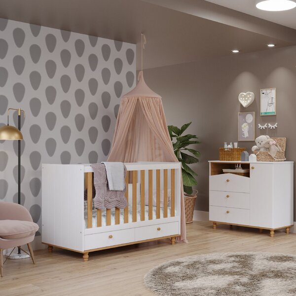 Quarto De Bebê Com Berço E Cômoda 3 Gavetas 1 Porta Picolé Es