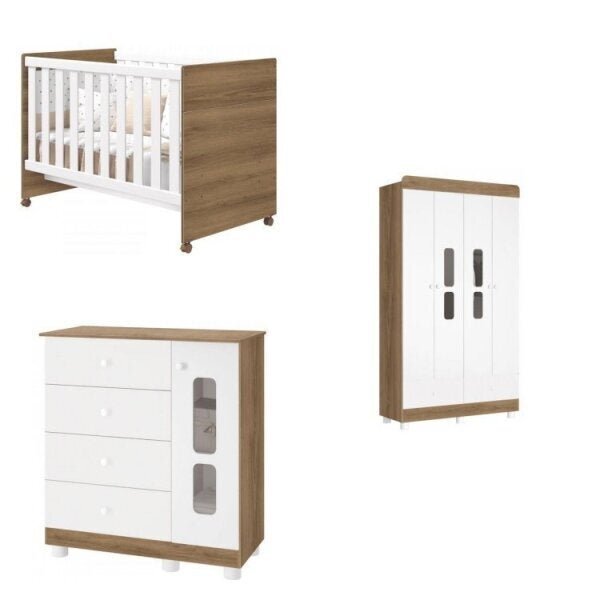 Quarto De Bebê Com Berço, Guarda-roupa 4 Portas 2 Gavetas E C