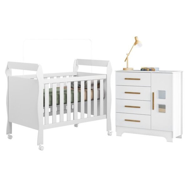 Quarto De Bebê Com Berço Mini Cama 3 Em 1 Soninho 100% Mdf E