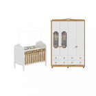 Quarto De Bebê Com Berço Mini Cama Com Capitonê E Guarda Roup