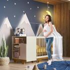 Quarto De Bebê Com Berço Mini Cama Com Colchão E Cômoda Floco