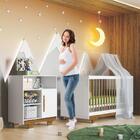 Quarto De Bebê Com Berço Mini Cama Com Colchão E Cômoda Floco